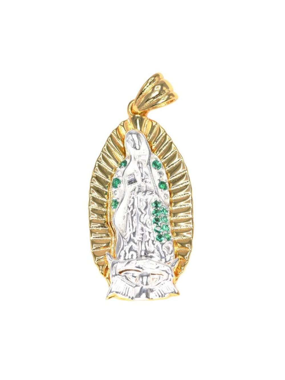 925 Sterling Silver Gold Plated  Our Lady of Guadalupe Virgin Mary Pendant Charm